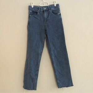 H&M Divided High Waist Rise Straight Leg Raw Hem Denim Jeans - Size 6